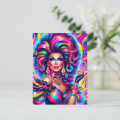 Eine Drag Queen aus den 80er Jahren Postkarte (Stehend Vorderseite)