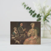 Eine Drei-Familien-Familie im Tea, c.1727 Postkarte (Stehend Vorderseite)