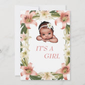 Eine duftende, rosa Blütenspitze, Baby-Dusche. Einladung (Rückseite)