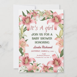 Eine duftende, rosa Blütenspitze, Baby-Dusche. Einladung