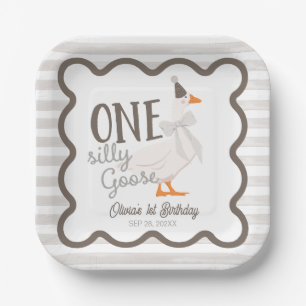 Eine dumme Gans Beige Bogen 1. Geburtstag Pappteller