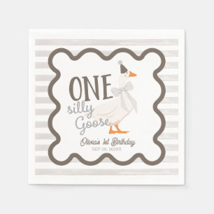 Eine dumme Gans Beige Bogen 1. Geburtstag Serviette
