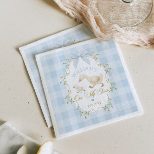 Eine dumme Gans blau karierter Junge 1. Geburtstag Serviette
