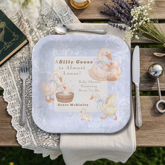 Eine dumme Gans Blaue Babyparty Pappteller