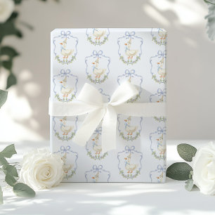 Eine dumme Gans blaue Bogen-Krone Vintage Geburtst Geschenkpapier