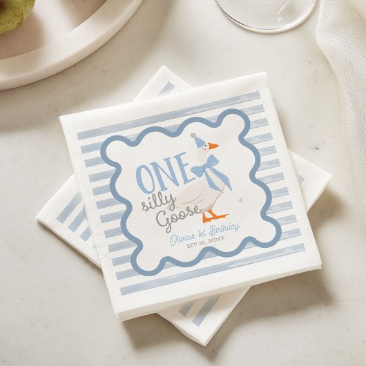 Eine dumme Gans blaue Schleife Junge 1. Geburtstag Serviette