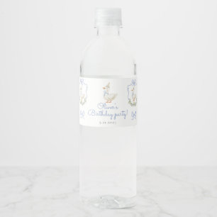 Eine dumme Gans Blaue Schleife Wappen Vintage Gebu Wasserflaschenetikett