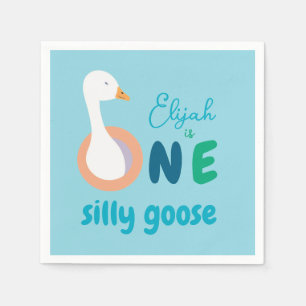 Eine dumme Gans Blaues Jungen Erste Geburtstagsfei Serviette