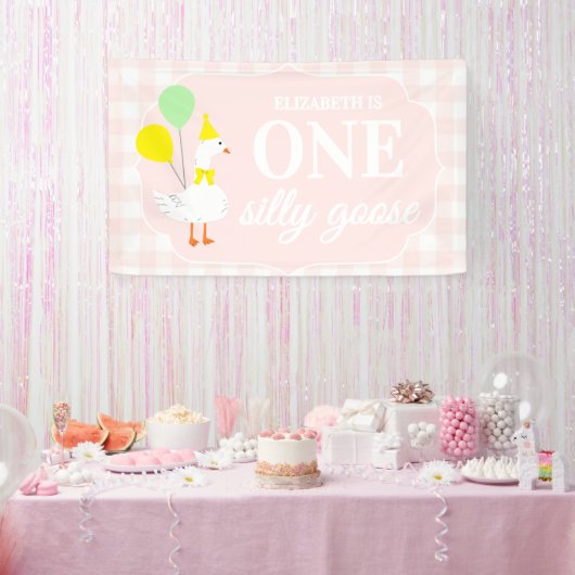 Eine dumme Gans Gingham 1. Geburtstag Banner (Party)