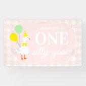 Eine dumme Gans Gingham 1. Geburtstag Banner (Horizontal)