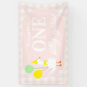 Eine dumme Gans Gingham 1. Geburtstag Banner (Vertikal)