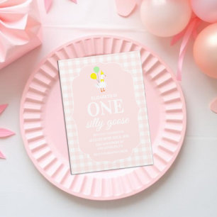 Eine dumme Gans Gingham 1. Geburtstag Einladung