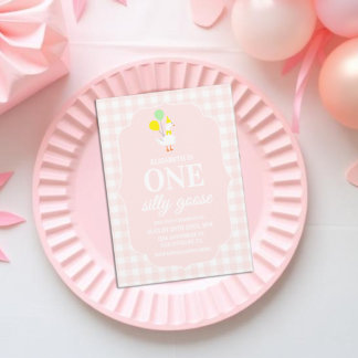 Eine dumme Gans Gingham 1. Geburtstag Einladung