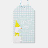 Eine dumme Gans Gingham 1. Geburtstag Geschenkanhänger (Vorderseite)