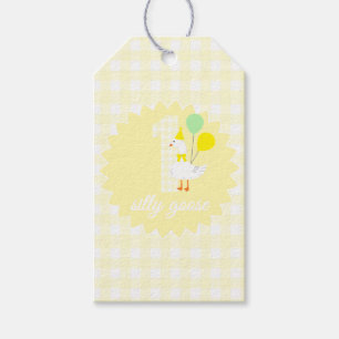 Eine dumme Gans Gingham 1. Geburtstag Geschenkanhänger
