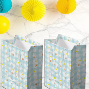Eine dumme Gans Gingham 1. Geburtstag Mittlere Geschenktüte