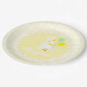 Eine dumme Gans Gingham 1. Geburtstag Pappteller (Schrägansicht)