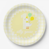 Eine dumme Gans Gingham 1. Geburtstag Pappteller (Vorderseite)