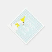 Eine dumme Gans Gingham 1. Geburtstag Serviette (Ecke)