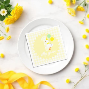 Eine dumme Gans Gingham 1. Geburtstag Serviette