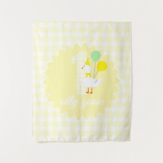 Eine dumme Gans Gingham 1. Geburtstag Wandteppich (Vorderseite)