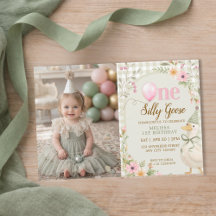 Eine dumme Gans Gingham Blumen Mädchen 1. Geburtst