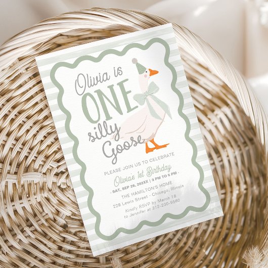 Eine dumme Gans Grüner Bogen 1. Geburtstag Einladung