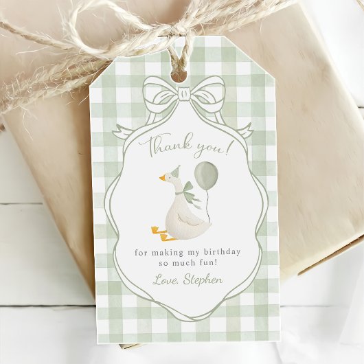Eine dumme Gans grüner Bogen erster Geburtstag Geschenkanhänger