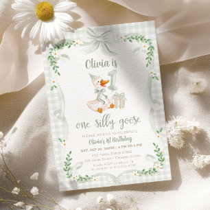 Eine dumme Gans Grüner Schleife Floral 1. Geburtst Einladung