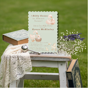 Eine dumme Gans ist fast los Grünes Babyshower Einladung