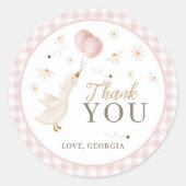 Eine dumme Gans Mädchen 1. Geburtstag Pink Gingham Runder Aufkleber (Vorderseite)