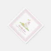 Eine dumme Gans Pink Gingham Erster Geburtstag Serviette (Ecke)