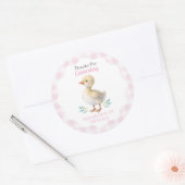 Eine dumme Gans Pink Gingham Mädchen Erster Geburt Runder Aufkleber (Umschlag)