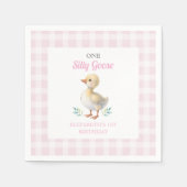 Eine dumme Gans rosa Gingham Mädchen erster Geburt Serviette (Vorderseite)