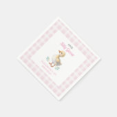 Eine dumme Gans rosa Gingham Mädchen erster Geburt Serviette (Ecke)