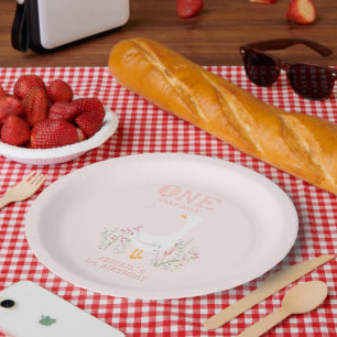 Eine dumme Gans Rosa Mädchen 1. Geburtstag Pappteller