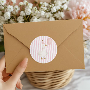 Eine dumme Gans Rosa Mädchen 1. Geburtstag Runder Aufkleber