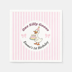 Eine dumme Gans Rosa Schleife 1. Geburtstag Serviette