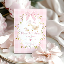 Eine dumme Gans rosa Schleife Mädchen 1. Geburtsta Einladung