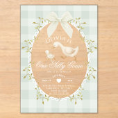 Eine dumme Gans Sage Gingham-Bogen Mädchen 1. Gebu Acryleinladungen (Vorderseite)