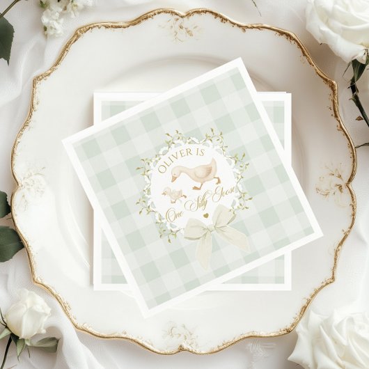 Eine dumme Gans Sage Gingham geschlechtsneutral Serviette