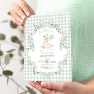 Eine dumme Gans Sage Green Schleife 1. Geburtstag Einladung