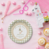 Eine dumme Gans Schleife Gingham 1. Geburtstag Pappteller (Party)