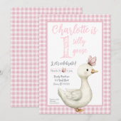 Eine dumme Gans zum ersten Geburtstag Einladung (Vorne/Hinten)