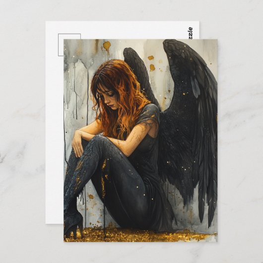 Eine dunkle Angel-Frau Postkarte (Vorne/Hinten)