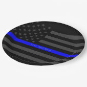 Eine dünne blaue Linie US-Flagge Ihr eigenes Pappteller (Schrägansicht)