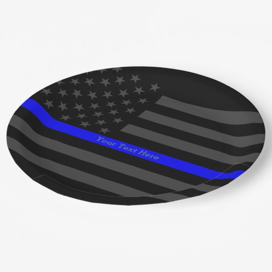 Eine dünne blaue Linie US-Flagge Ihr eigenes Pappteller (Schrägansicht)