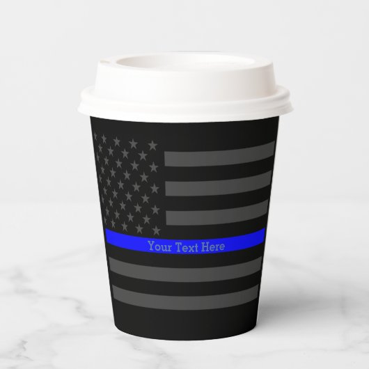 Eine dünne blaue Linie US-Flagge Ihr eigenes Perso Pappbecher (Rückseite)