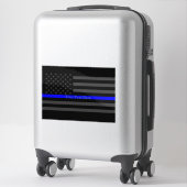 Eine dünne blaue Linie US-Flagge Personalisiert Gr Aufkleber (Koffer)