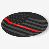Eine dünne rote Linie US-Flagge Ihr eigenes Person Pappteller (Schrägansicht)